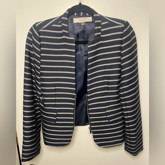 Dex Jackets & Blazers - DEX cropped blue stripped suit blazer